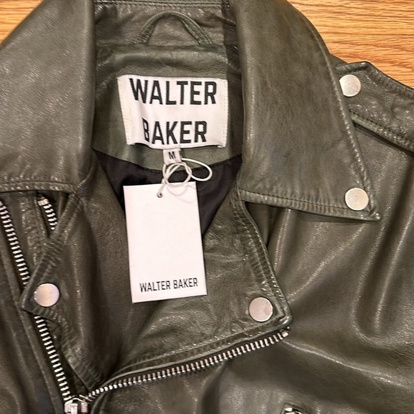 WALTER BAKER KINGSLEY LEATHER JACKET- SIZE MEDIUM - BASIL GREEN - Picture 3 of 9